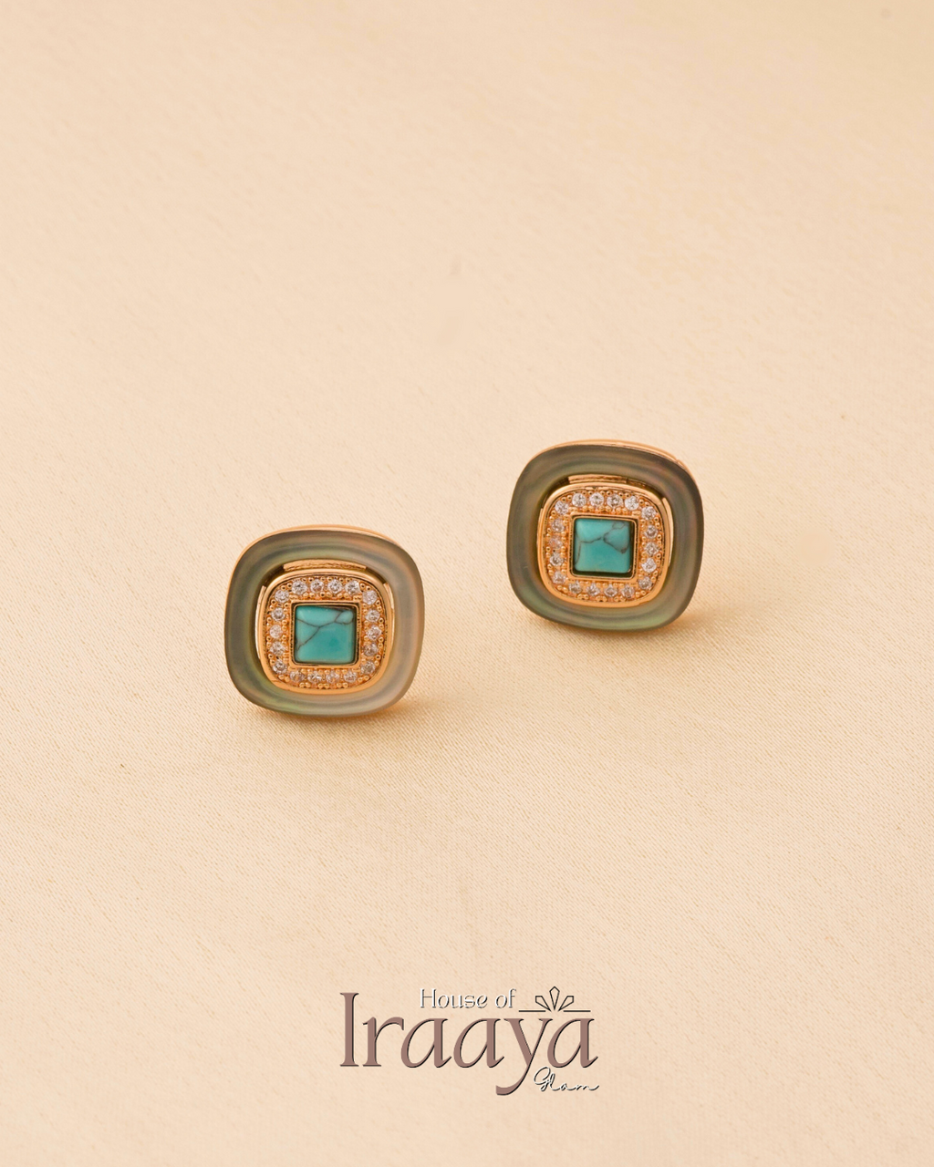Square Turquoise Elegance Stud Earrings