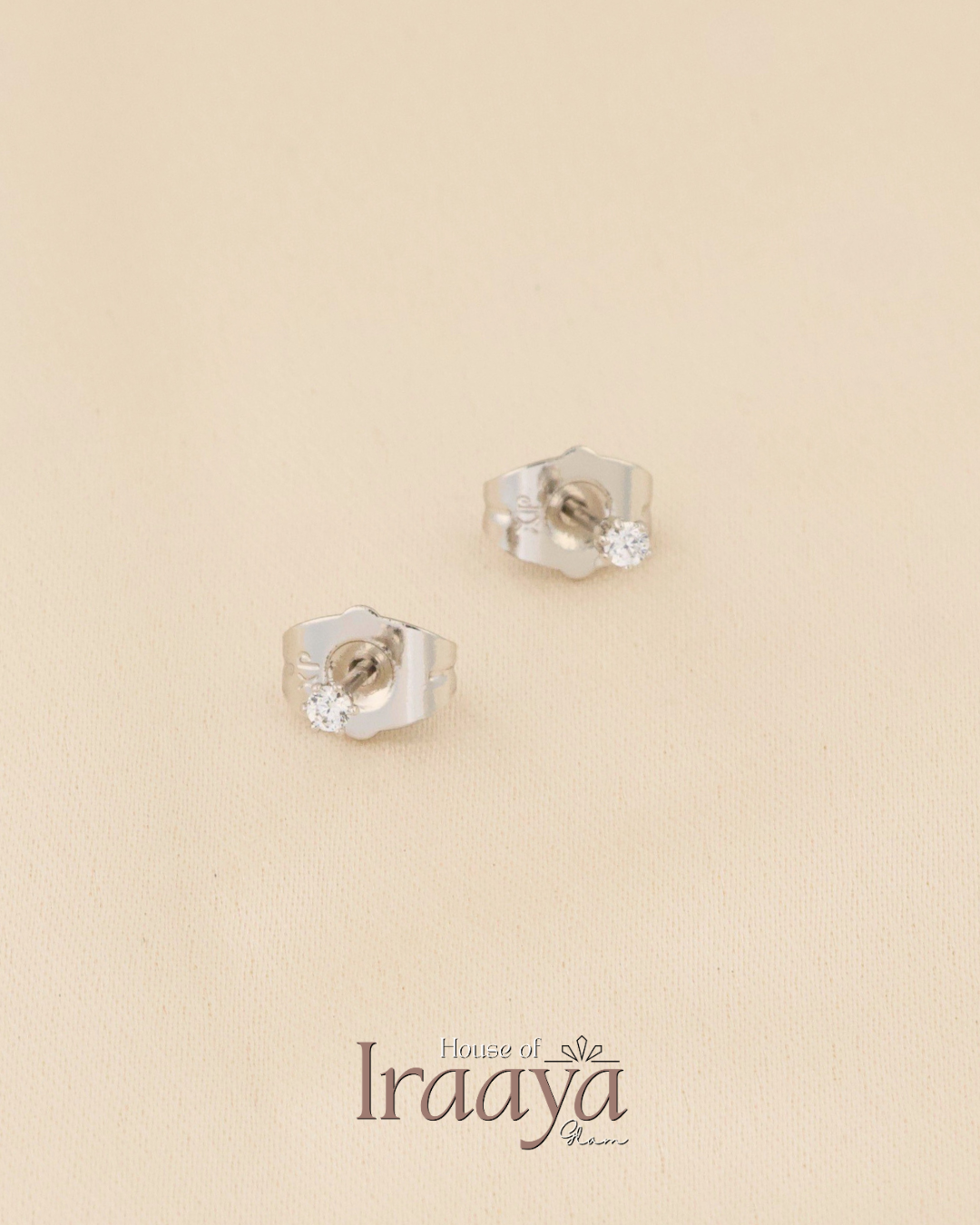 Silver White Stone Bloom Stud Earrings