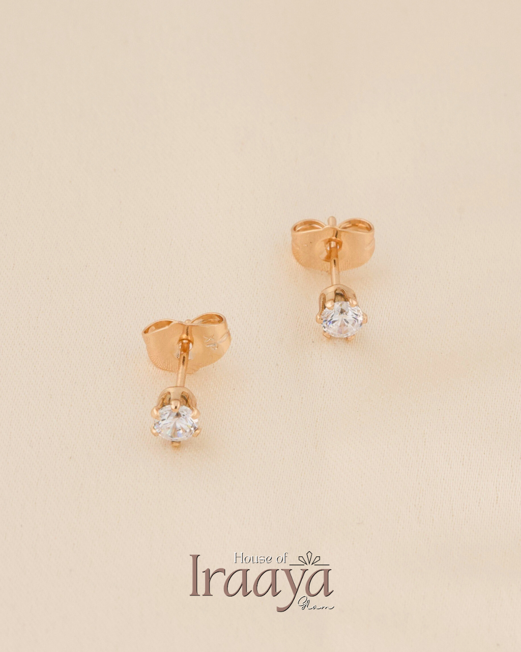 Gold-Plated Solitaire Stud Earrings