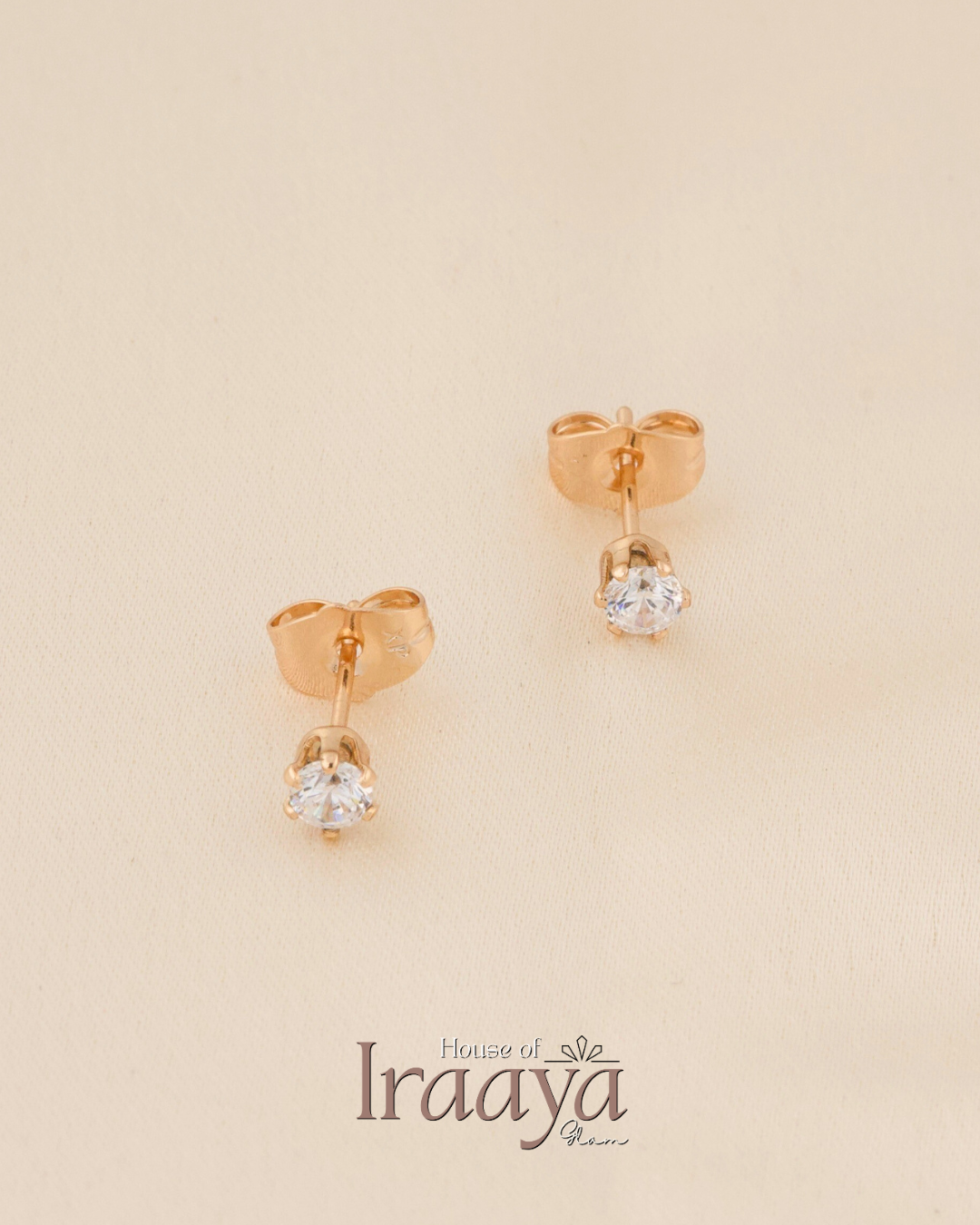 Gold-Plated Solitaire Stud Earrings