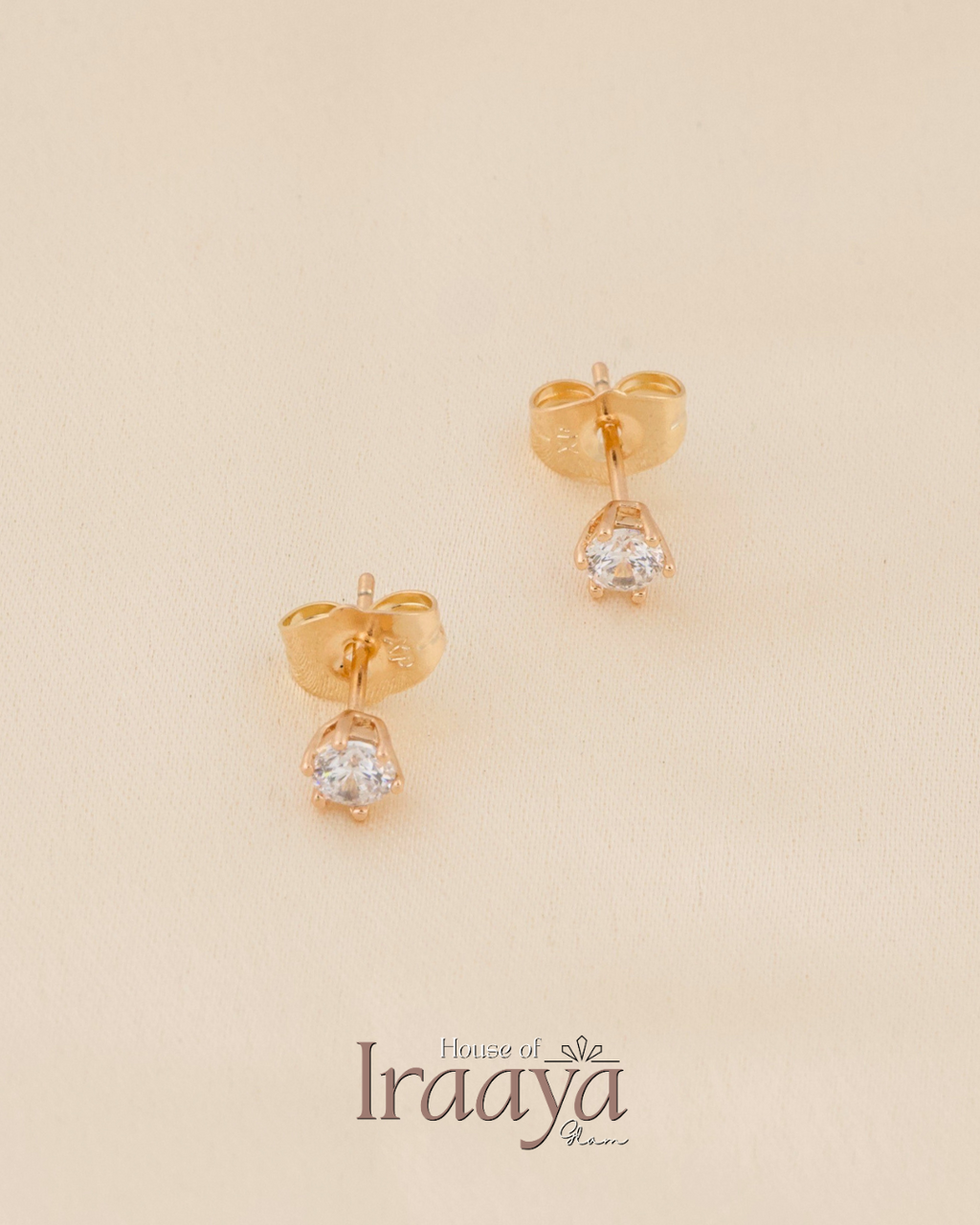 Classic Gold Stoned Stud Earrings