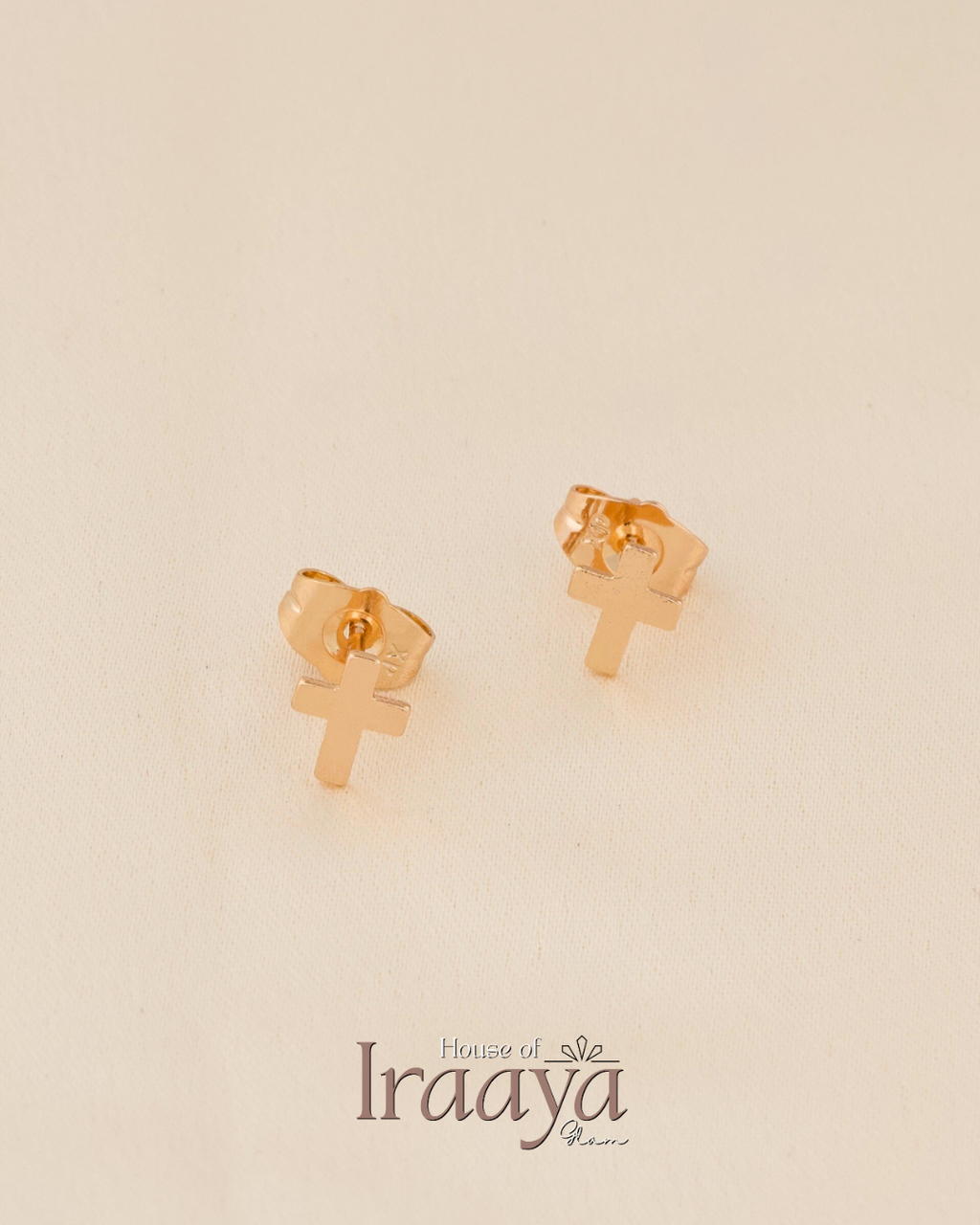 Minimal Gold Cross Stud Earrings