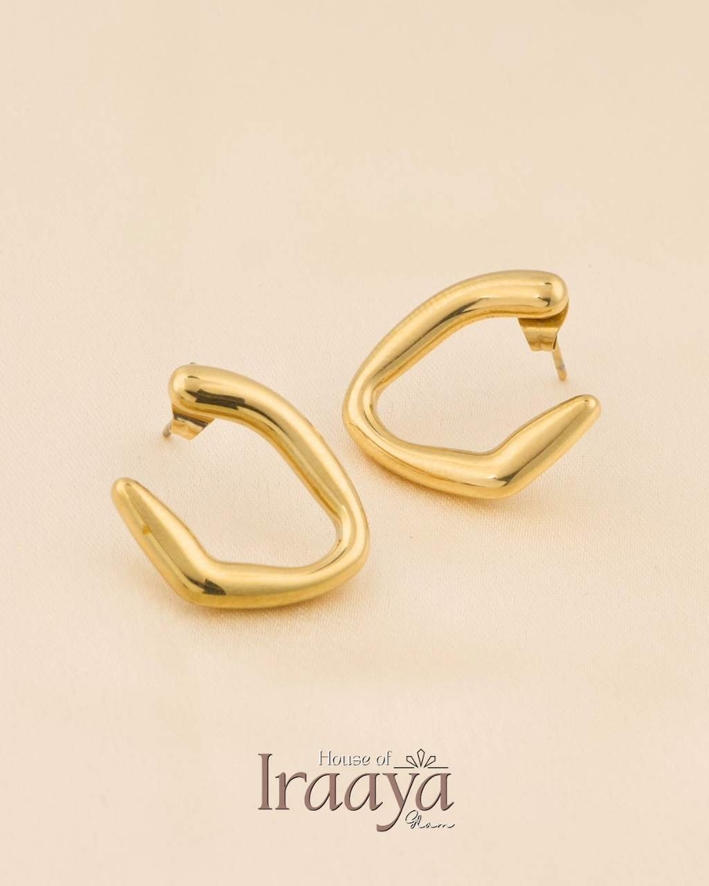 Bold Contemporary Geometric Gold Hoop Earrings