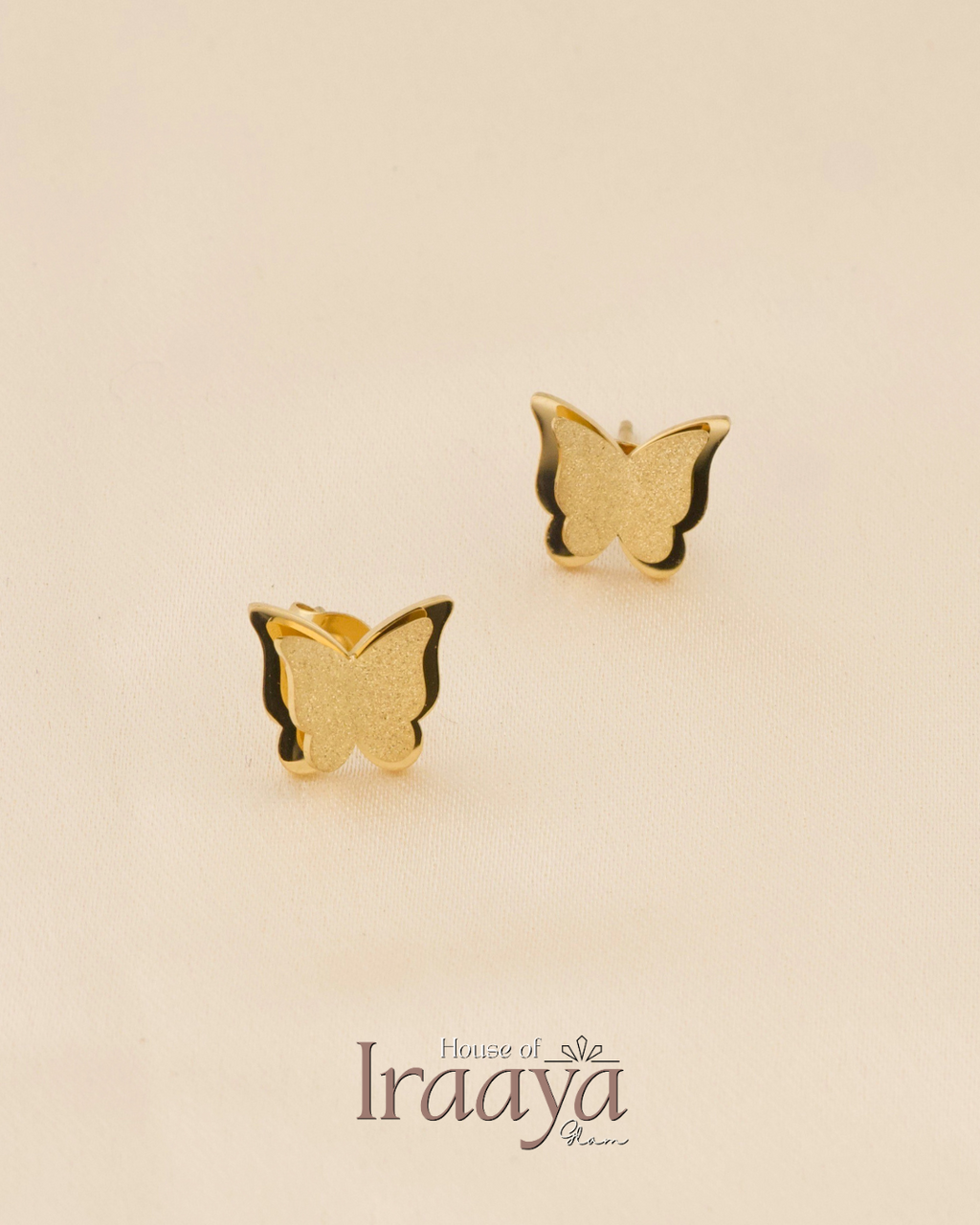 Gold Butterfly Stud Earrings