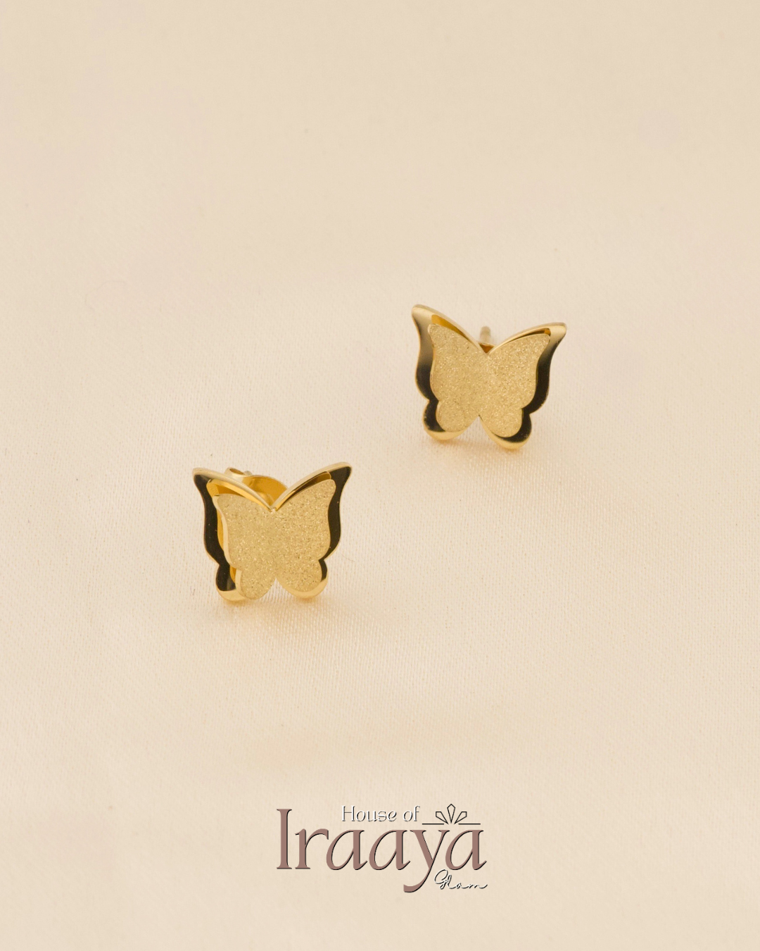 Gold Butterfly Stud Earrings