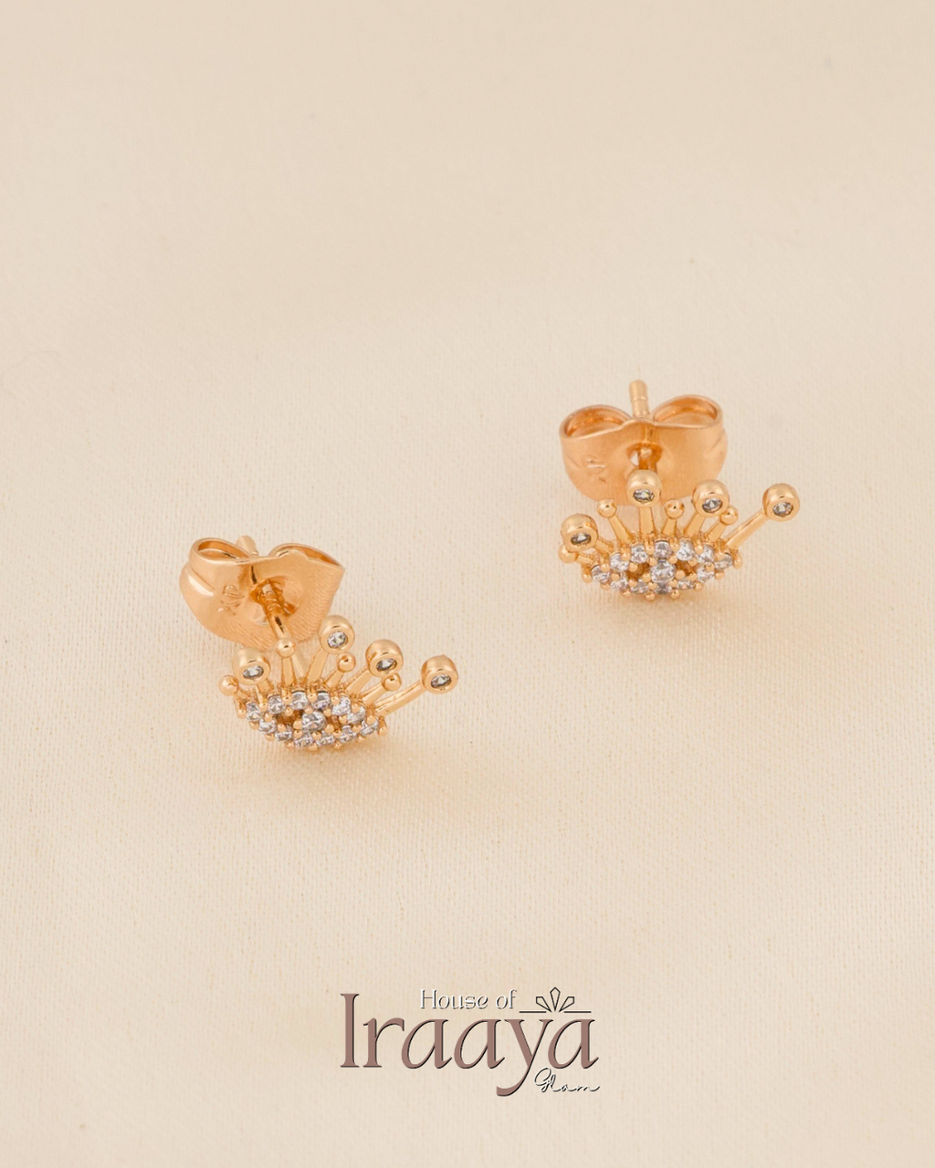 Crown-Inspired Gold Stud Earrings