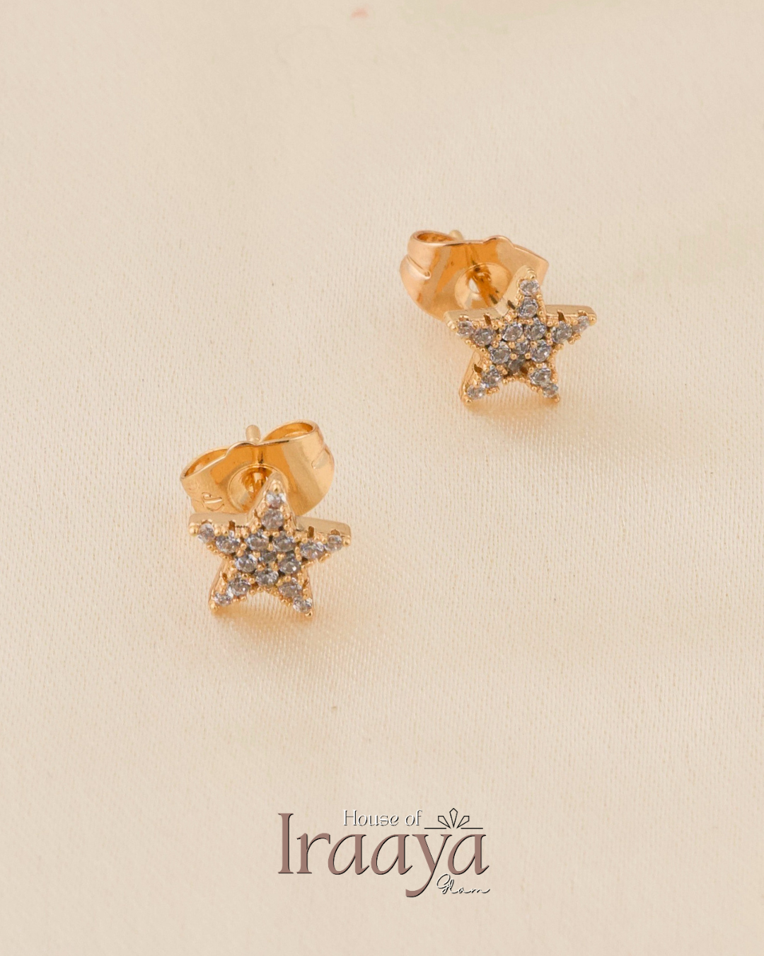 Sparkling Star Gold Stud Earrings